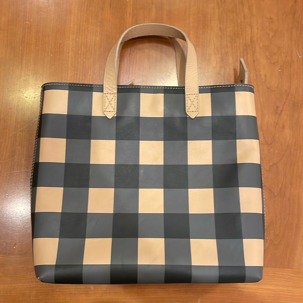 Madewell Gingham Mini Zip Top Transport tote